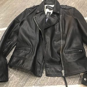 Black Leather Moto Jacket NWT
